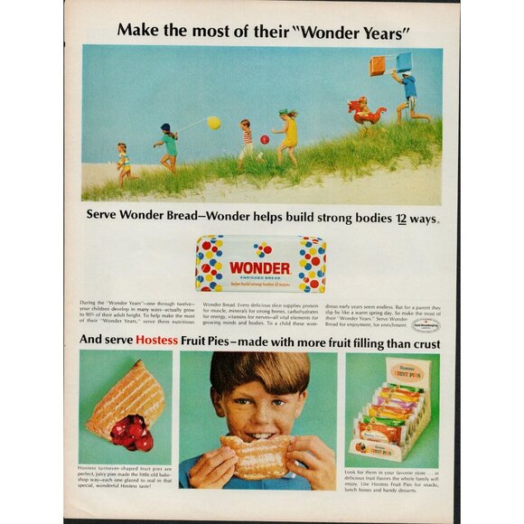 1966 Wonder Bread, Hostess Fruit Pies Vintage Print Ad (L4) - Picture 1 of 3